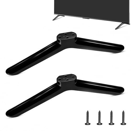 par de patas para soporte de mesa de TV de 40 pulgadas, base de plástico con 4 tornillos, soporte universal negro para pantallas LCD y LED   Soporte de mesa para TV para sala de estar y dormitorio
