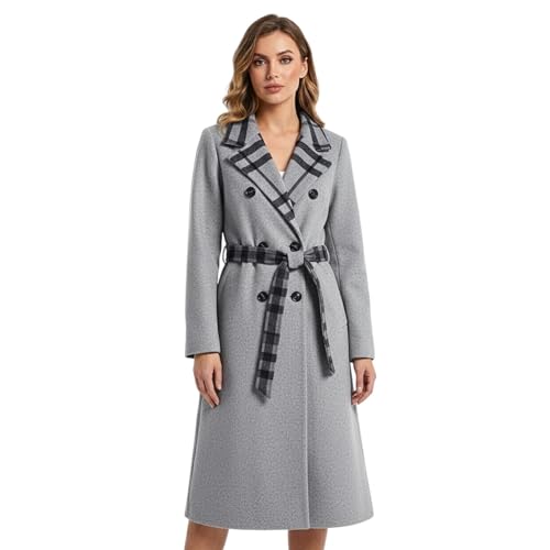 Manteau long en laine pour femme haut de gamme, veste d'hiver boutonnée style trench parisien
