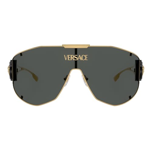 Versace VE 2268 100287 Gold Metal Shield Sunglasses Grey Lens2