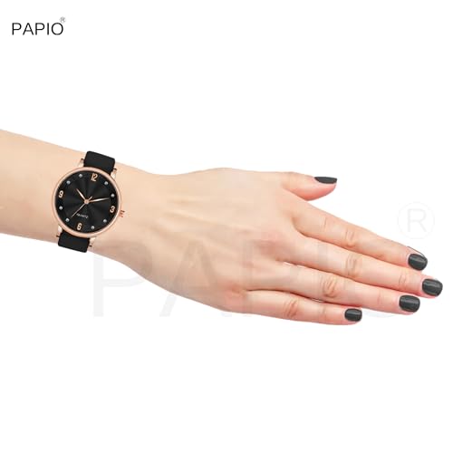 Image of PAPIO Silicone Strap Elegant Women's Analog Wrist Watch for Ladies and Girls | Stylish & Trendy | Premium Strap | Perfect for Casual, Party & Formal Wear
