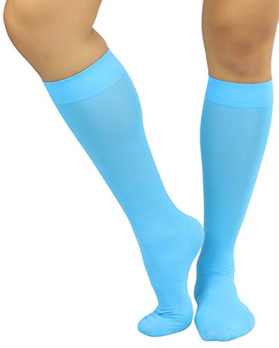 Image of ToBeInStyle Women's Opaque Knee High Nylon Fashion Socks Solid & w /Front Satin Bow