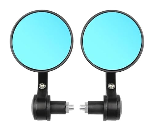 Espejos retrovisores de manillar redondos de 22 mm azules para eliminar los puntos ciegos en moto