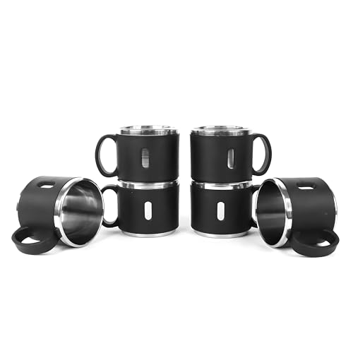 Image of Premium Stainless Steel Double Wall Coffee Mug Set 6 Pc Gift Set (150ml Each) | Insulated & Reusable Cups | Ideal for Gifting, Home, Office Use, Multicolor