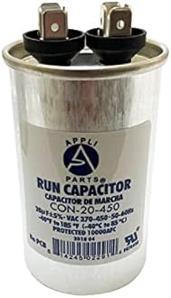 AP APPLI PARTS Run Capacitor for ac 20 Mfd uF (microfarads) 370 VAC or 450 VAC CBB65 Round Universal fit for hvac and other applications 3-3/8 in High 1-3/4 in Wide CON-20-450