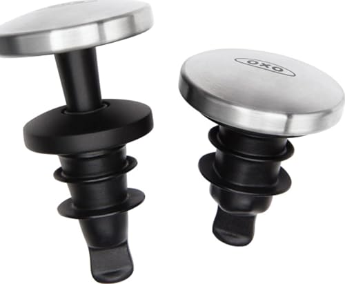 OXO Steel Leakproof Expanding Wine Stopper, 2-Pack
