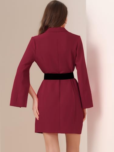 Image of Allegra K Blazer Dress for Women Notched Lapel Work Dresses with Belt