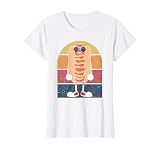 Cool Hot Dog Fast Food Sunglasses Weiner Foodie Retro Hotdog T-Shirt, Women, White, Medium