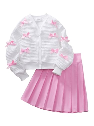 Girl's 2 Piece Y2K Cardigan and Mini Skirt Set