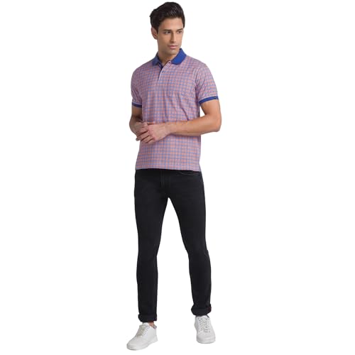 Image of Raymond Men's Cotton Blend Solid Pattern Slim Fit Flat Front Jeans