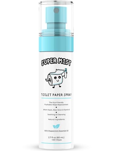 Super Mist Toilet Paper Spray (2.7 fl oz) Upgrade Toilet Paper for a Fresher Cleaner Feel | A Better Hygiene Experience | Soothing Witch Hazel & Aloe Formula | Travel Friendly