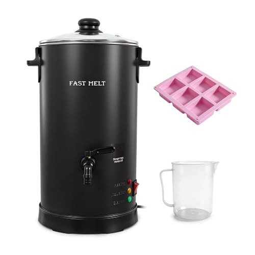 FAST MELT 12Lbs Soap Melter for Soap Making - Electric Soap Base Melting Pot Large Capacity with Quick Pour Spout, Auto Melt & Warm Mode Ideal for Homemade Soap Business Easy Clean