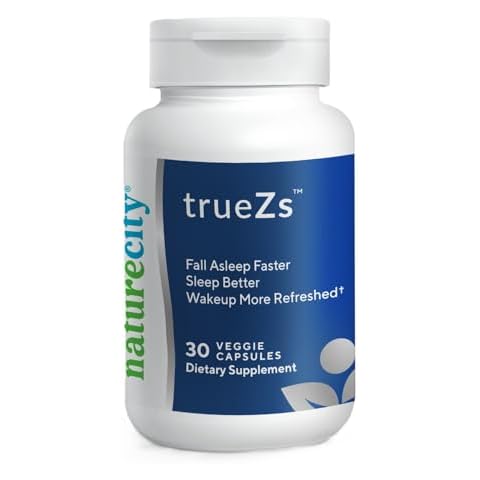 NatureCity TrueZs Melatonin-Free Natural Sleep Aids for Adults - Ashwagandha, L-Theanine, and Saffron Powder Sleep Pills to Support Falling and Staying Asleep (30 Veggie Capsules) Cover