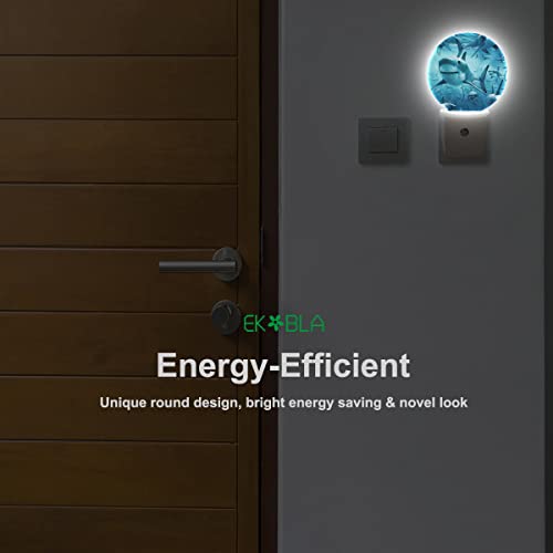 Image of EKOBLA Deep Ocean Shark Night Light for Kids, Underwater Sea Creature Design Plug in with Dusk to Dawn Sensor, 0.5W Energy Saving, Soft Warm Nightlight for Bathroom Hallway