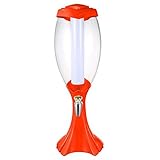 Boyuan Dispensador de Torre de Cerveza 3L, dispensador de Bebidas de Vino de Zumo de Bebidas claras, con Luces de Colores y Tubo de Hielo extraíble, para Bar, Fiesta, Restaurante, ktv,Rojo