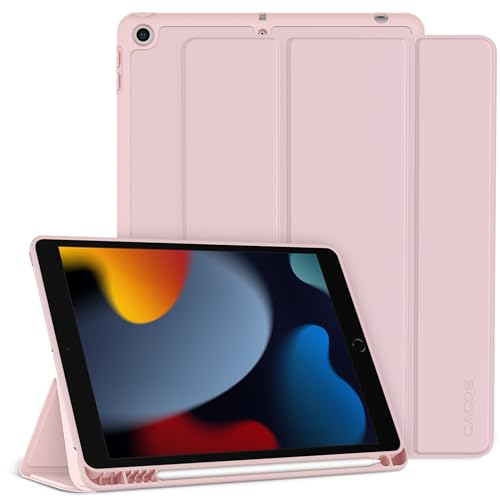 CACOE Cover Custodia Compatibile con iPad 9a Generazione 2021/iPad 8a Gen 2020/iPad 7a Gen 2019, Leggero Cover Protettivo Supporto con Pencil Holder per iPad 10.2 Auto Sveglia Sonno,Rosa