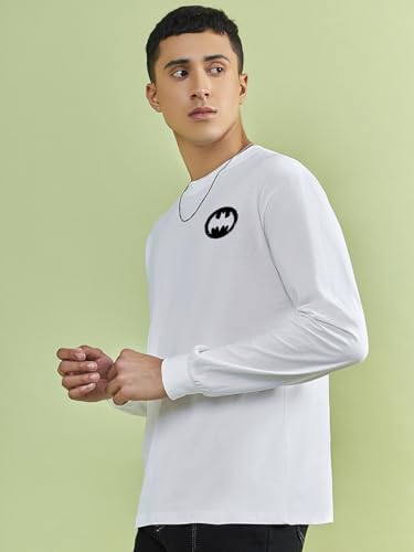 Image of Bewakoof X DC Batman Men's Cotton Printed Oversized Fit Full Sleeve Round Neck T-Shirt | Casual Wear | Street Wear | Oversized t Shirt for Men Cotton | Baggy