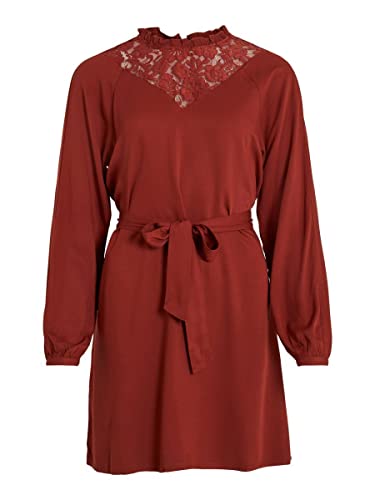 Vila Damen Visuvita L/S Lace Dress / Su - Noos Kleid, Fired Brick, 44 EU