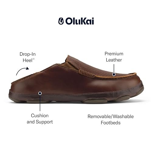 Image of OLUKAI Moloa Men's Premium Leather Shoes, Easy Slip On & Off Design, Casual & Versatile Loafer, Drop-in Heel & Enhanced Traction