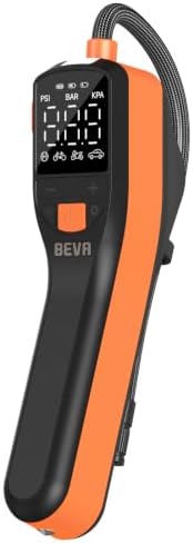 BEVA CAP02 Tire Inflator Portable Air Compressor, Fast Inflation Bike Pump with Digital Pressure Gauge and LED Light, 150PSI Portable Air Pump for Car Tires, Motorcycle, Bike, Ball