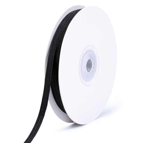 XKDOUS 1/4 Inch 11 Yards Elastic Band for Sewing Black Knit Elastic Bands Cord for Sewing Waistband and Pants Waist High Elasticity