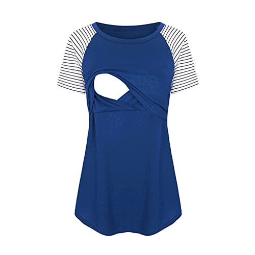 Generisch Stilloberteile Damen Maternidad Stilll Tops für das Stilll Schwangerschaft T-Shirt Nursing Umstandstop Stillkleidung Umstandsshirt Kurzarm Mutterschaft Tops Schwangerschafts Kleidung, c8
