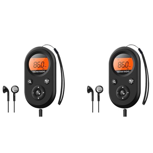 Radio rechargeable AM/FM à autonomie prolongée et minuterie de veille intégrée 2 pièces