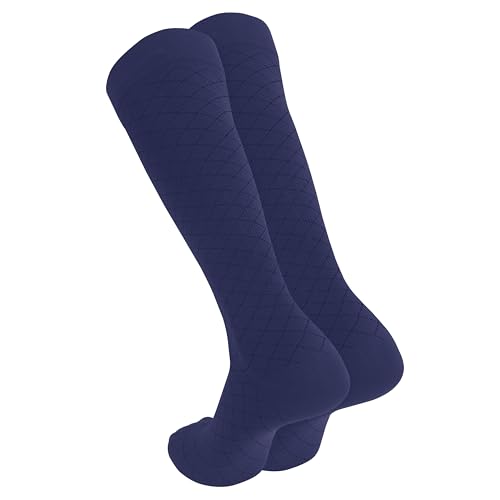 Image of Truform Pattern Compression Socks, 8-15 mmHg, Men & Women's Diamond Knit Dress Socks, Knee High Over Calf Length, Charcoal, Medium