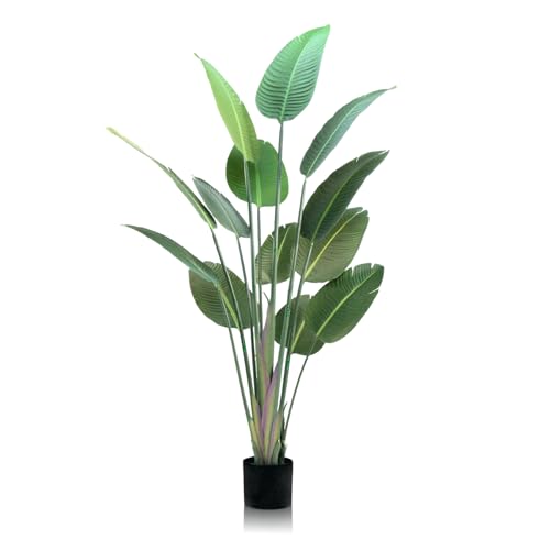 GOVIRAYE Large Artificial Plant, 6ft Tall Faux Tree with 13 Leaves, Tropical Bird of Paradise Tree...