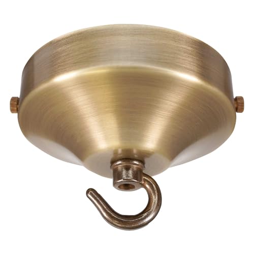 ElekTek Rosone lampadario con gancio, concavo, diametro 100 mm - Per il montaggio di lampade e lampadari - Finiture metalliche e verniciatura a polvere Ottone Antico