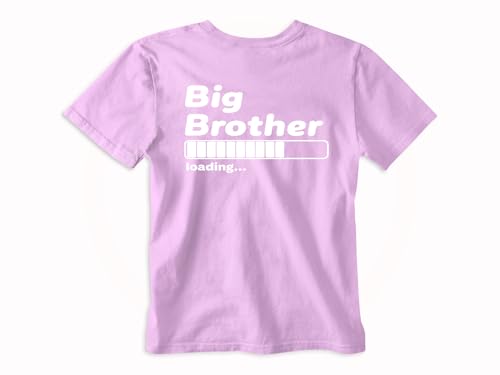 Big Brother Loading... - Toddler Outfits - Funny Sibling Announcement Tee Cute Boy T Shirt Clothes (5T, Pink)