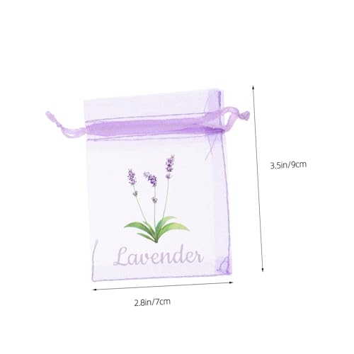 Amosfun 20 bolsas sachet de organza con cordón, floral violeta miniatura 2