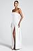 Memoriesea Women's Elegant Strapless High Split A Line Flowy Party Cocktail Maxi Dress White