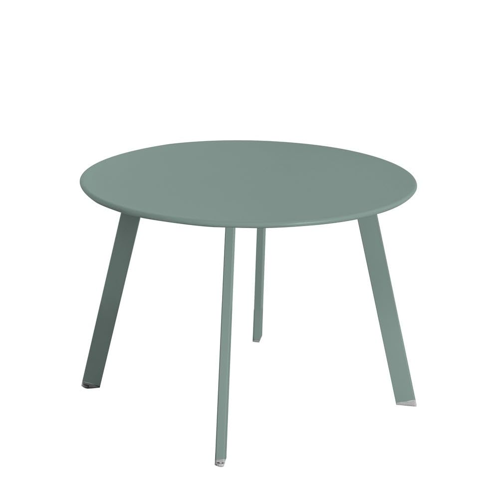 LOLAhome Mesa Auxiliar Marzia lacada Verde | Ø60 x 42 cm | De Acero con Revestimiento epoxi anticorrosión Interiores y Exteriores, jardín, terraza y balcón