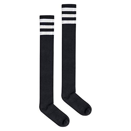 American Apparel Women's Stripe Thigh-High Socks, black/White, One Size