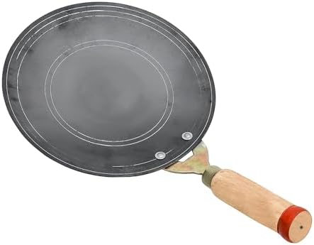Gietijzeren Roti/Chapati/Dosa Tawa-pan met steelhandvat, Dosa Kallu, Iron Tawa, compatibel met gasfornuis, 26 cm, zwart