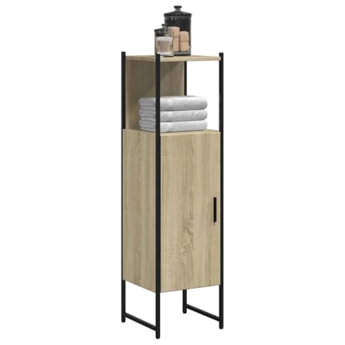 Iiaky Armario de baño Madera Muebles auxiliares de baño Bathroom Cabinet Mueble de baño ingeniería Roble Sonoma 33x33x120,5 cm