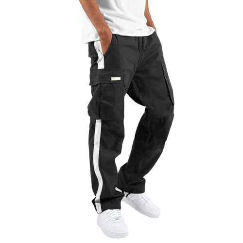 Men Cargo Pants Relaxed Fit Straight Leg Fall Hiking Pants Plus Size Elastic Waist Trousers Fashion Work Pant