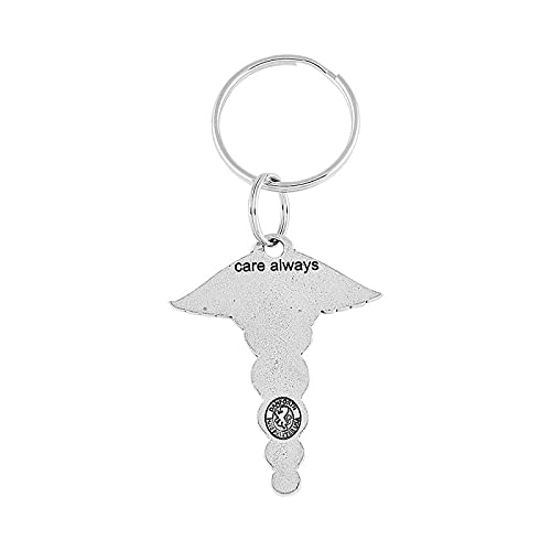 DANFORTH Nurse Keychain and Doctor Keychain, Handcrafted Pewter Medical Caduceus Charm, Made in USA