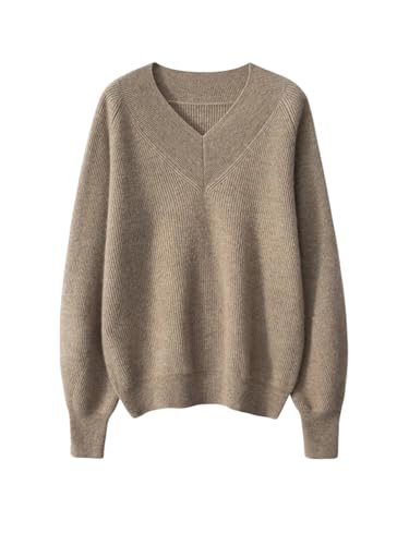 Women V-Neck Cashmere Pullover Sweater Sleeve Casual Loose Style Cashmere