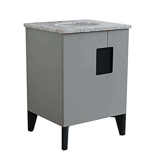 Kolb 25" Single Oval Sink Vanity With White Marble Stone In Light Gray #TOP3