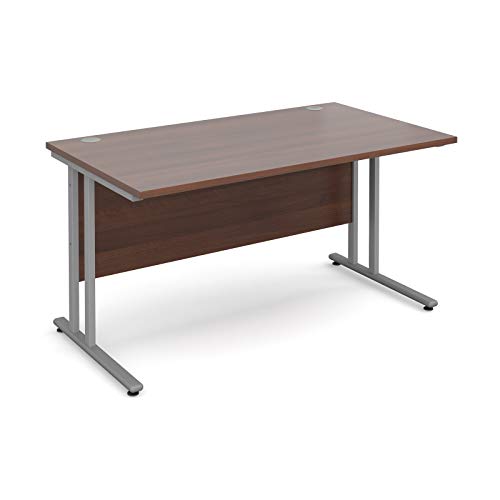 DAMS Maestro 25 SL straight desk 1400mm x 800mm - silver cantilever frame, walnut top