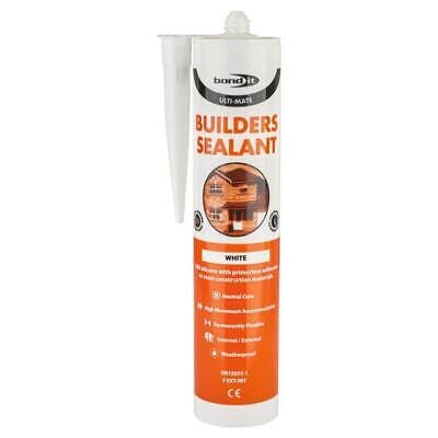 Bond it Ultimate Low Modulus Neutral Cure LMN Builders Silicone Sealant Building Silicone Sealant Internal External Door Window Frames Glass Cement Wood EU3 (White)