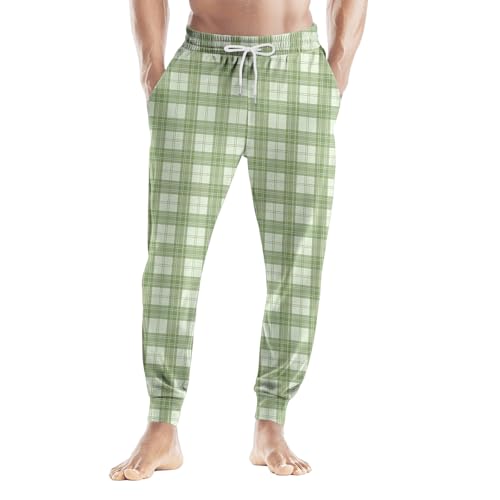 Plaid Pajama Pants Men Soft Cotton Flannel Sleep Pants Lounge Loose Fit Pj Bottoms with Drawstring And Pockets