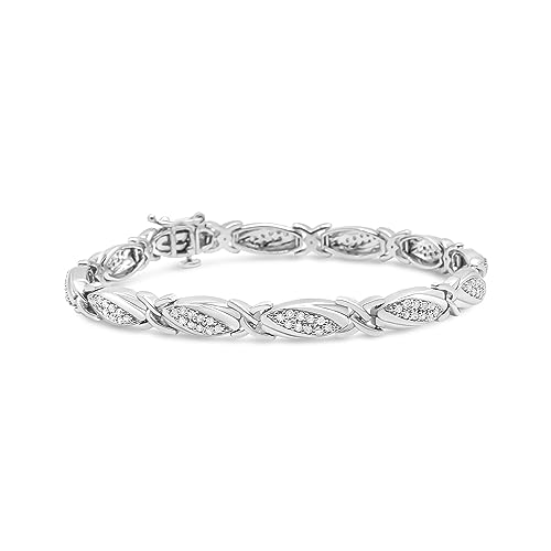 Haus of Brilliance .925 Sterling Silver 1.00 Cttw Round Diamond X-Link Bracelet (I-J Color, I2-I3 Clarity) - Size 7.25"