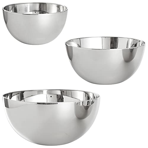 NAWA Home & Work - Set di 3 Ciotole in Acciaio Inox | Misure Graduate, 15, 19, 24 cm | Impilabili | Versatili | Resistenti | Facili da Pulire