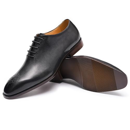 Premium Men's Oxford Dress Shoes for Business and Weddings Breathable Cowhide Leather with Slip-Resistant Rubber Sole
