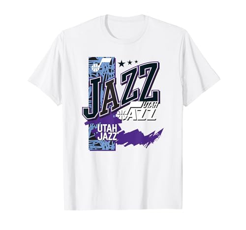 NBA Official Utah Jazz Barred Player T-Shirt, Men, White, Large