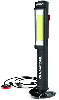 NEBO NE6640 Big Larry PRO Flashlight, High Power 500 Lumen Work Light, Red Hazard Flasher, Fully Rechargeable, Water and Impact Resistant, Black