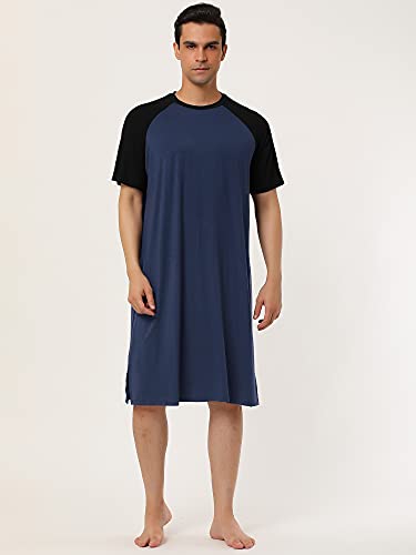 Lars Amadeus Men's Nightshirt Nightwear Raglan Sleeves Comfy Lounge Soft Pajamas Loose Sleep Shirt Nightgown2