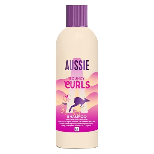 Aussie Bouncy Curls Champú 300ml. Limpia Suavemente e Hidrata el Pelo Ondulado y Rizado. Con Aceites de Jojoba, Coco y Macadamia. Sin Siliconas